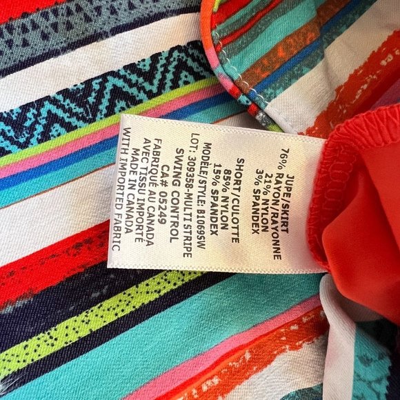 THree Dots Skort Womens Size 4 Multicolor Swing Y2K Stripe Pull On Skirt 13148 - Picture 9 of 11